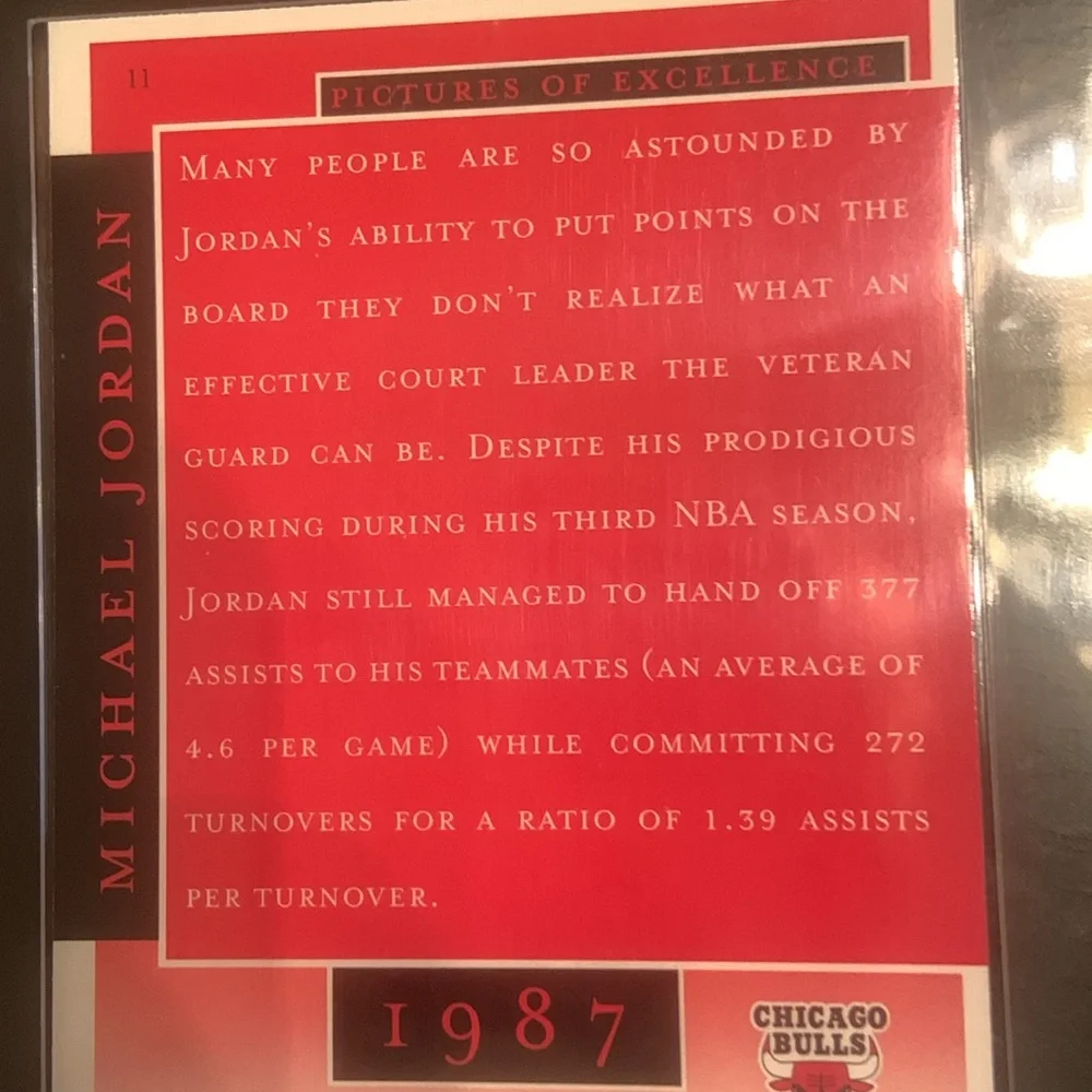 Michael Jordan 🏀 Timeline Card Display-Black & Gold Frame / Red Cards 1987-1994